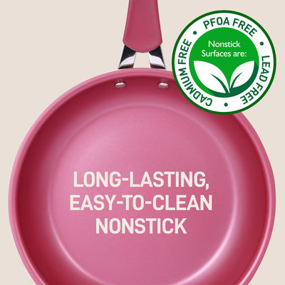 Nonstick Cooking Kitchen Cookware Pots and Pans, 20 Piece Set, Pink (Used) - VMInnovations