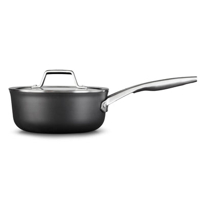 Calphalon Premier Hard Anodized Nonstick 2.5 Quart Saucepan with Lid, Black