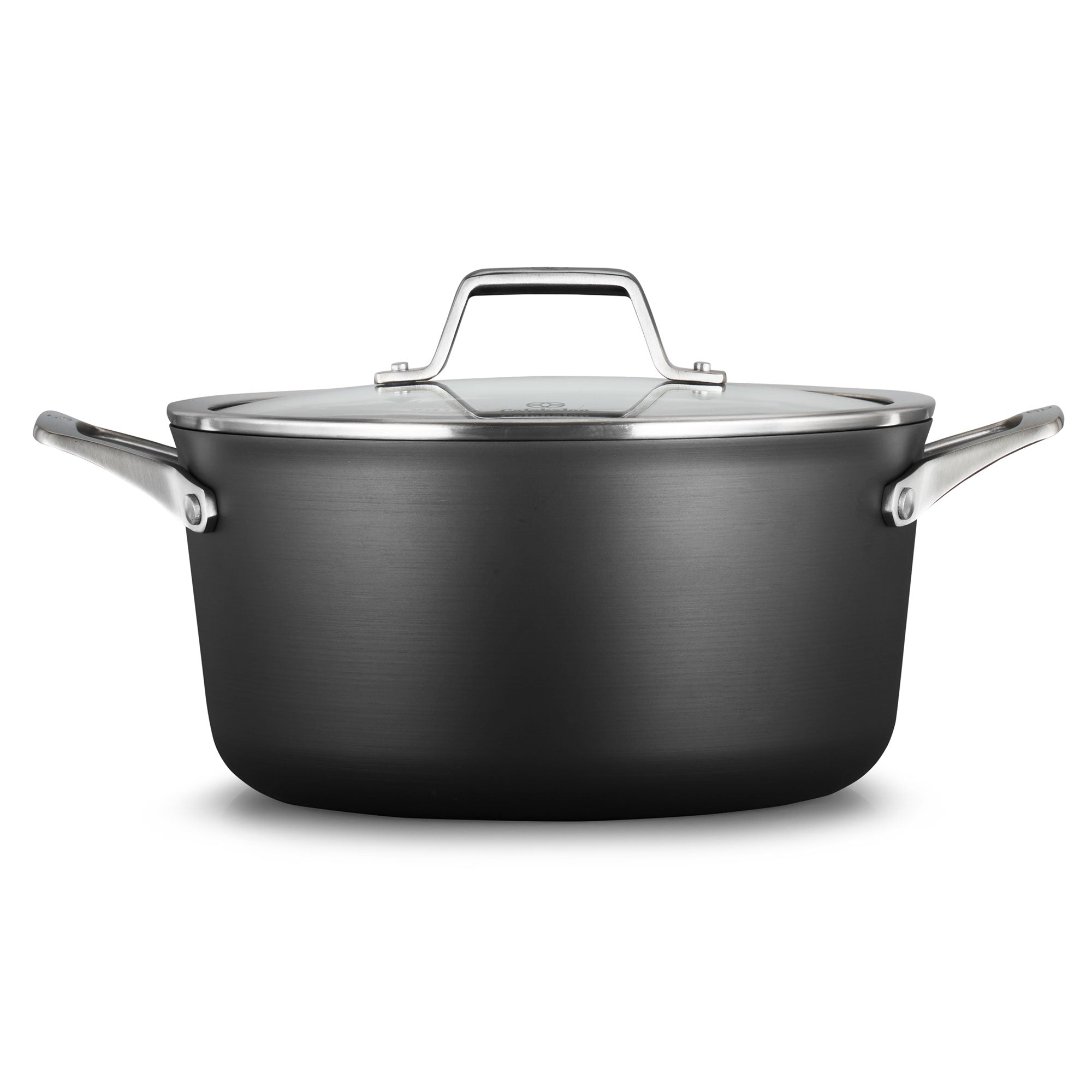 Calphalon Premier Hard Anodized Nonstick 6 Quart Stockpot with Glass Lid, Black