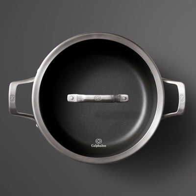 Calphalon Premier Hard Anodized Nonstick 6 Quart Stockpot with Glass Lid, Black