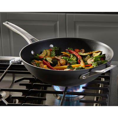 Calphalon Premier Hard Anodized Nonstick Cookware 13 Inch Flat Bottom Wok, Black