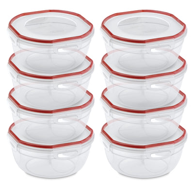Sterilite Rocket Red Seal 2.5 Qt Plastic Food Storage Containers w/ Lid (8 Pack)