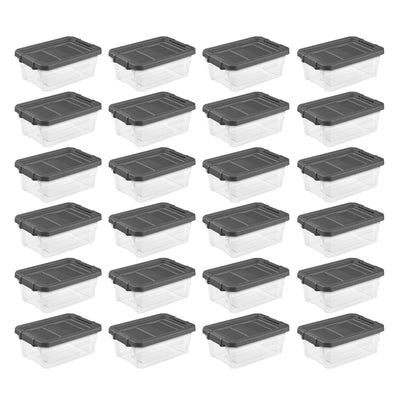Sterilite 16 Qt Clear Plastic Stacking Storage Containers w/ Gray Lid (24 Pack)