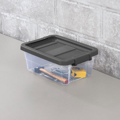 Sterilite 16 Quart Clear Plastic Stacking Storage Container Box with Gray Lid