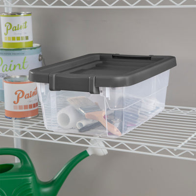Sterilite 16 Quart Clear Plastic Stacking Storage Container Box with Gray Lid