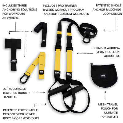 TRX PRO3 Athletic Resistance Band Suspension Trainer Kit with Training Club App