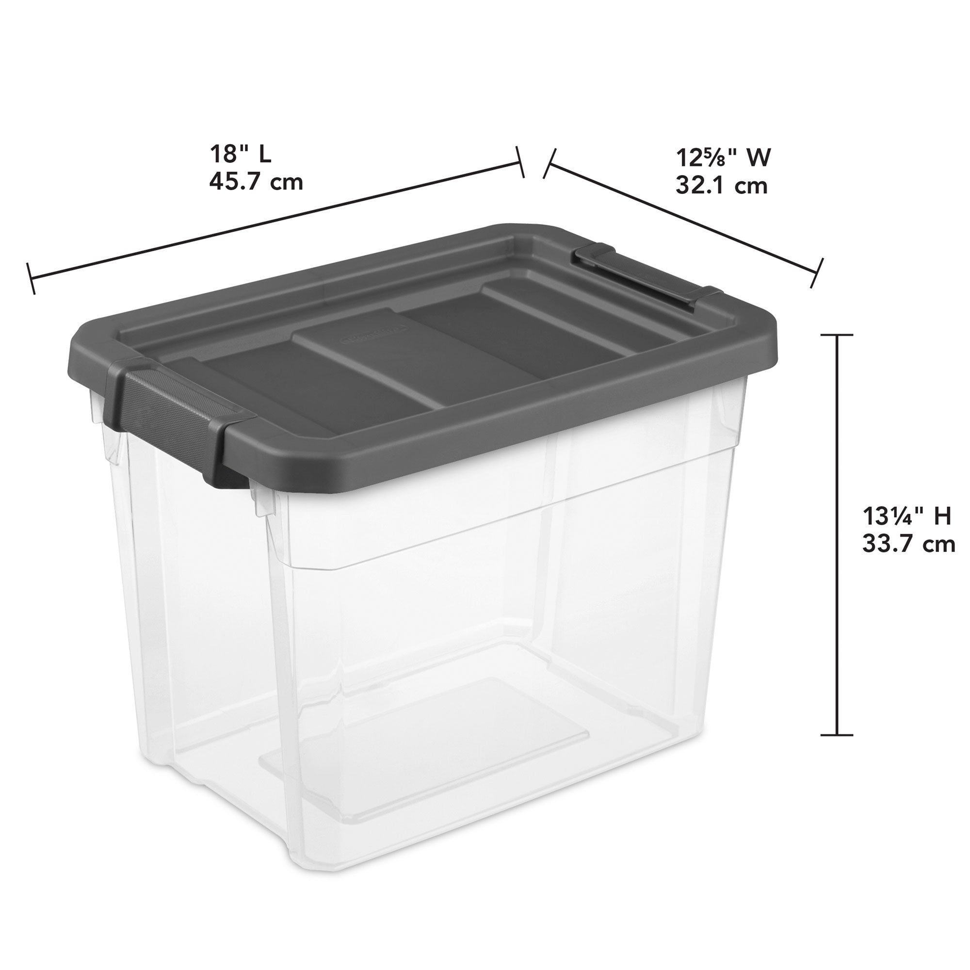 Sterilite 30 Qt Clear Plastic Stackable Storage Bin w/ Grey Latch Lid, 12 Pack - VMInnovations