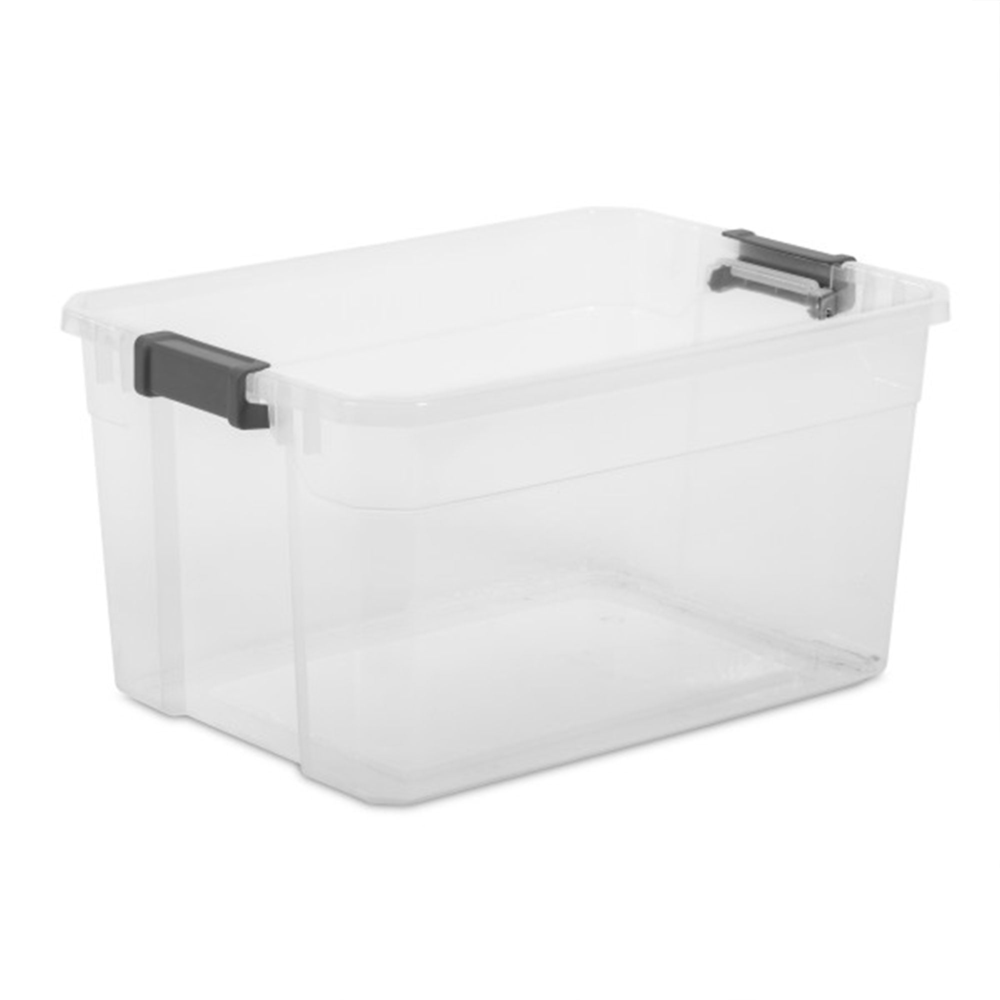 Sterilite 76 Qt Clear Plastic Stacker Storage Bin w/Latching Lid, Grey (24 Pack)