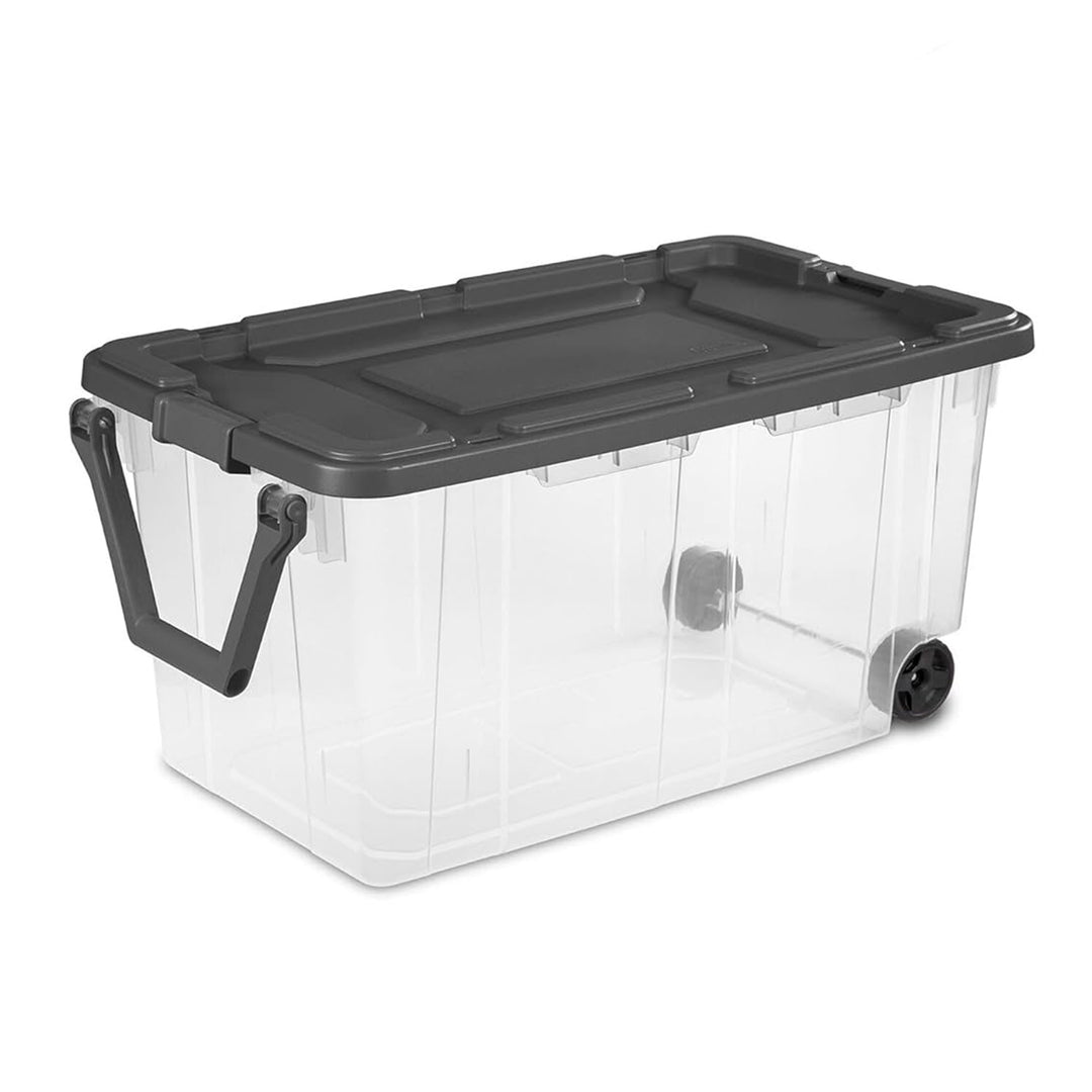 Sterilite 160 Qt Latching Stackable Wheeled Storage Box Container w/ Lid, 2 Pack