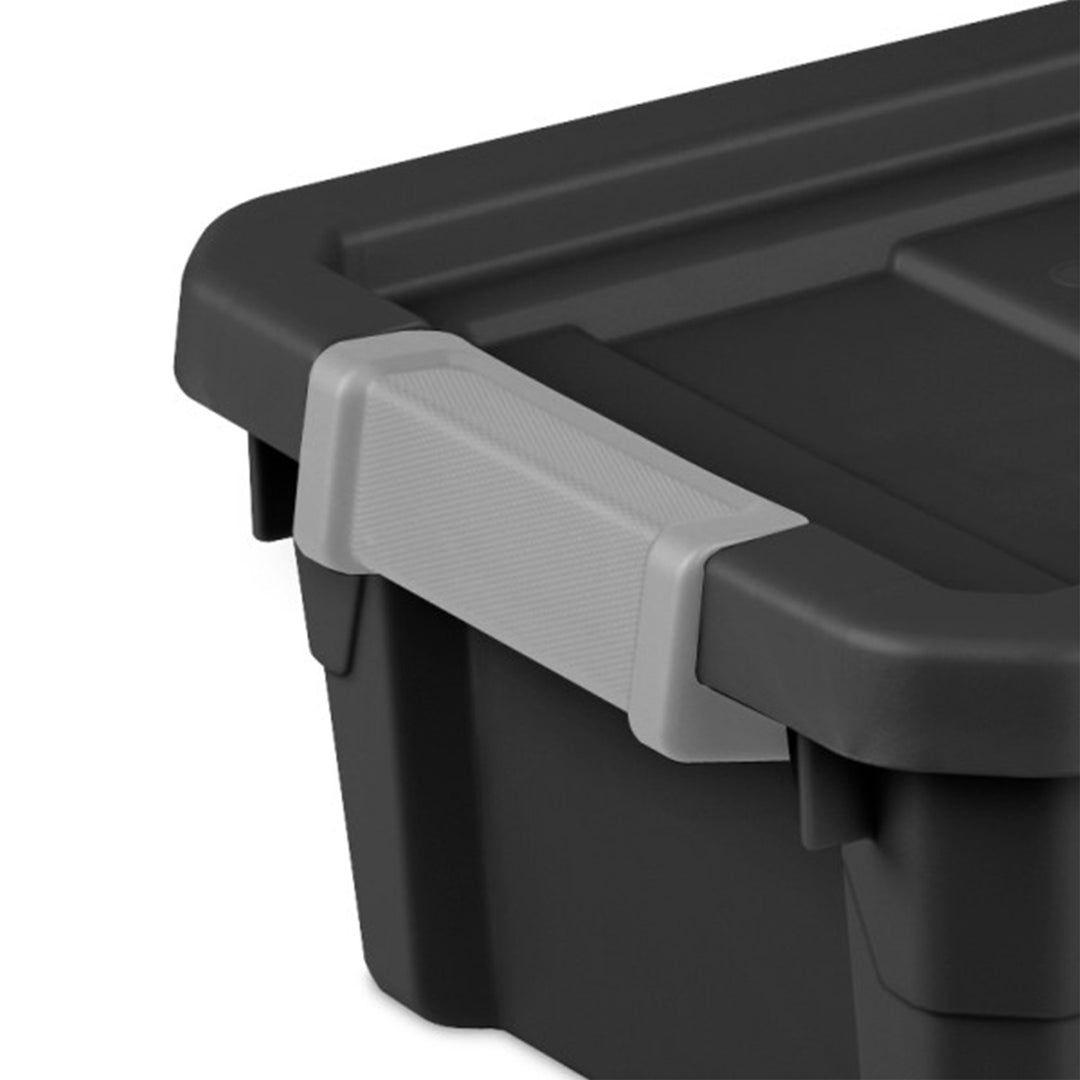 Sterilite 4 Gallon Industrial Storage Totes w/ Latch Clip Lids, Black (24 Pack) - VMInnovations