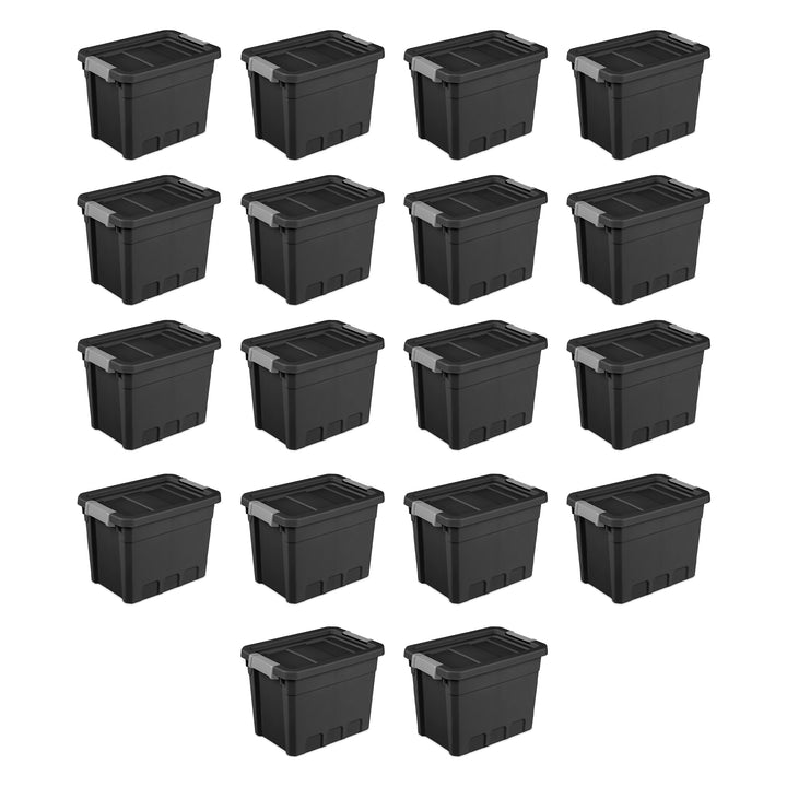 Sterilite 7.5 Gal Rugged Industrial Storage Totes w/ Latch Lids, Black (18 Pack)