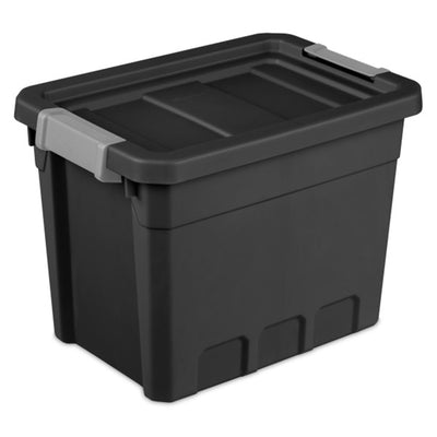 Sterilite 7.5 Gal Rugged Industrial Storage Totes w/ Latch Lids, Black (12 Pack)