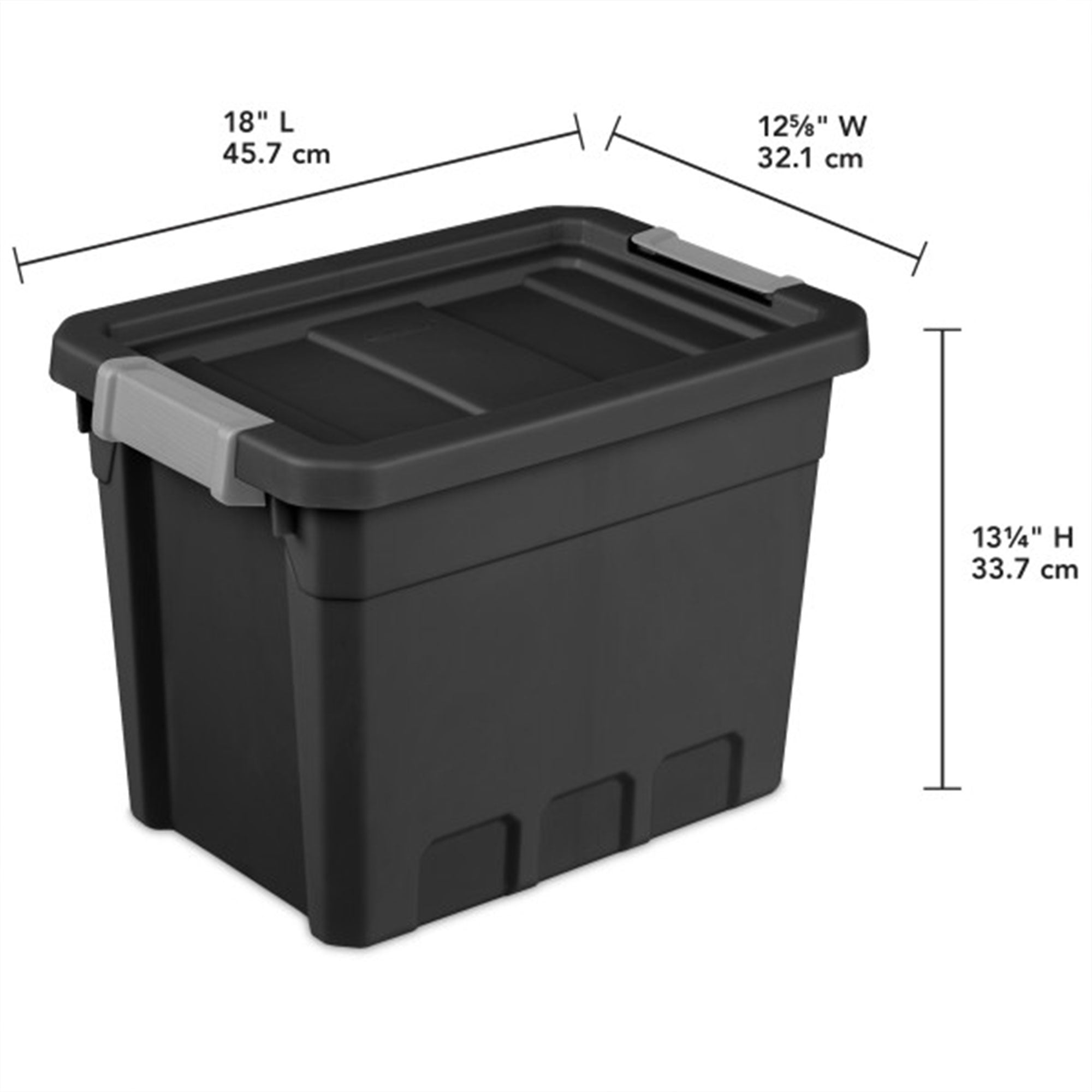 Sterilite 7.5 Gal Rugged Industrial Storage Totes w/ Latch Lids, Black (18 Pack) - VMInnovations