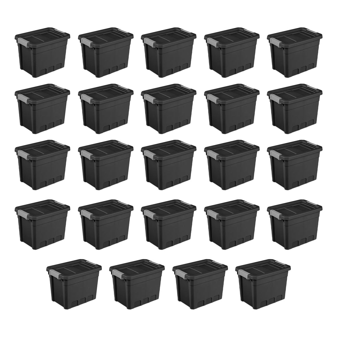 Sterilite 7.5 Gal Rugged Industrial Storage Totes w/ Latch Lids, Black (24 Pack)