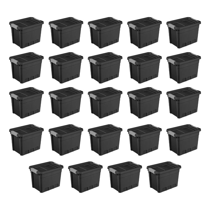 Sterilite 7.5 Gal Rugged Industrial Storage Totes w/ Latch Lids, Black (24 Pack)