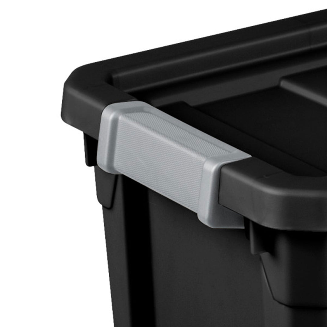 Sterilite 7.5 Gal Rugged Industrial Storage Totes w/ Latch Lids, Black (12 Pack)