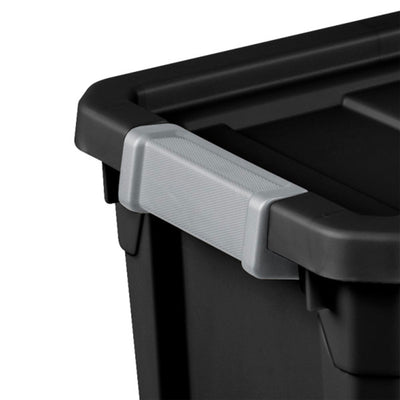 Sterilite 7.5 Gal Rugged Industrial Storage Totes w/ Latch Lids, Black (12 Pack)