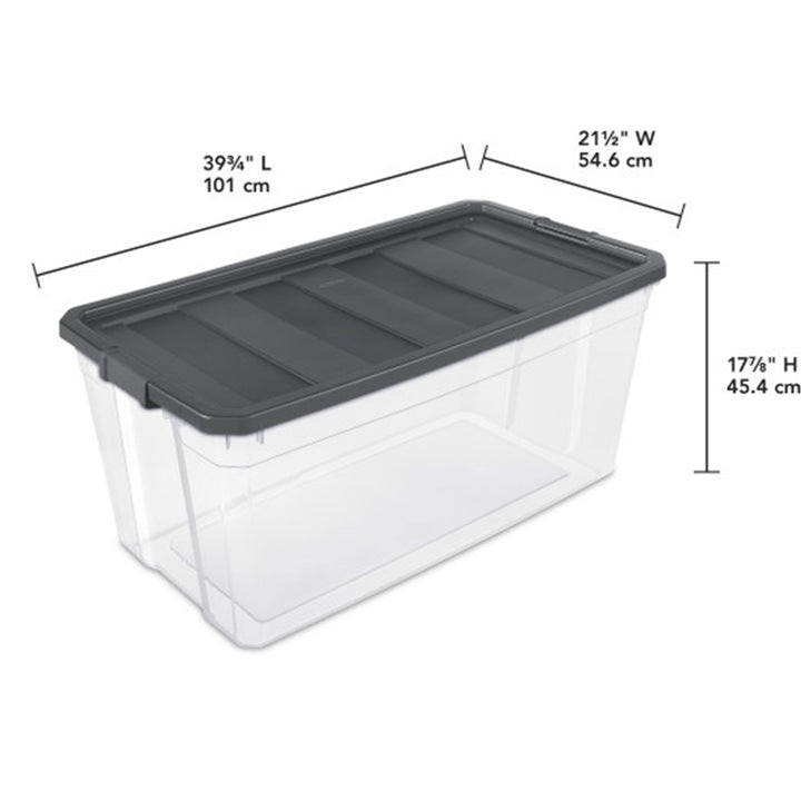 Sterilite 200 Quart Clear Stackable Latching Storage Box Container, Grey, 9 Pack