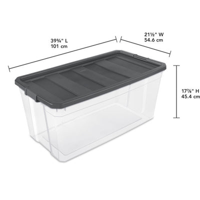 Sterilite 200 Qt Clear Stackable Latching Storage Box Container, Grey, 12 Pack