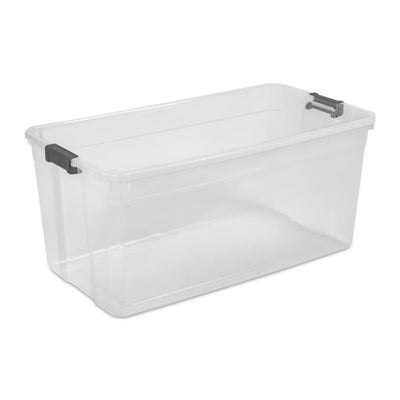 Sterilite 200 Qt Clear Stackable Latching Storage Box Container, Grey, 12 Pack