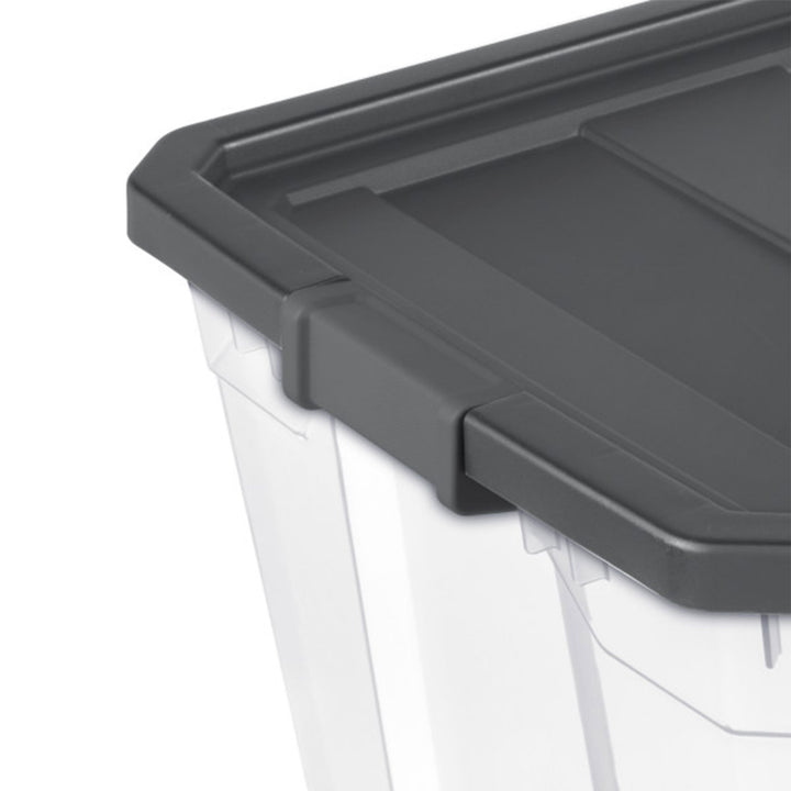 Sterilite 200 Quart Clear Stackable Latching Storage Box Container, Grey, 3 Pack