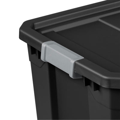 Sterilite 19 Gal Rugged Industrial Stackable Storage Tote w/ Lid, Black, 18 Pack