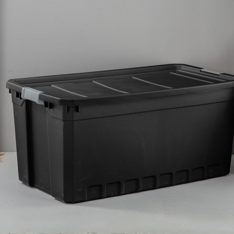 Sterilite 50 Gal Rugged Industrial Stackable Storage Tote w/ Lid, Black, 3 Pack