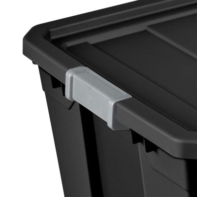 Sterilite 50 Gal Rugged Industrial Stackable Storage Tote w/ Lid, Black, 3 Pack