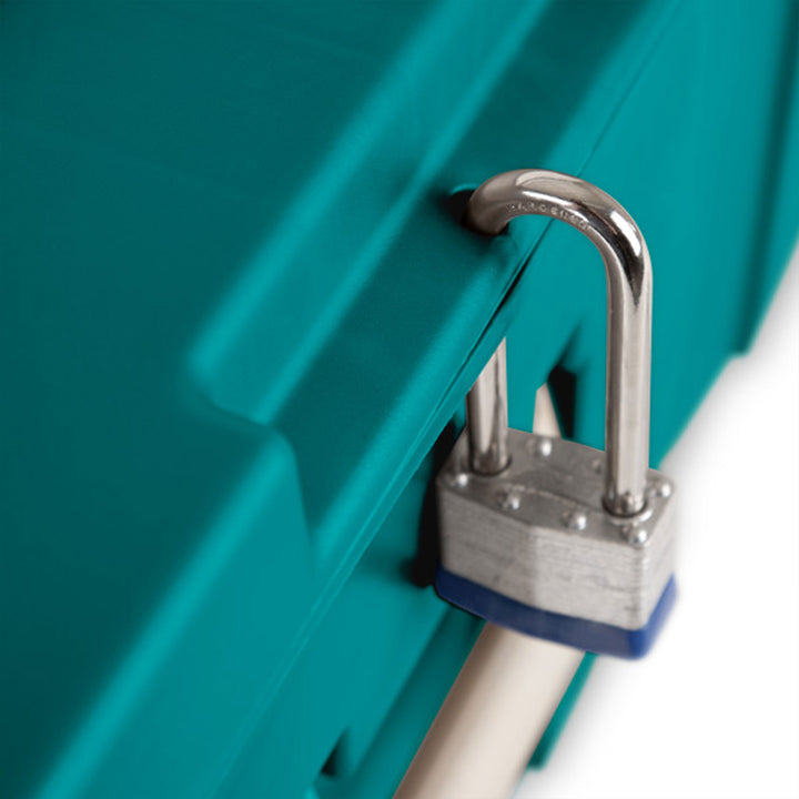 Sterilite Wheeled Footlocker, Plastic Utility Storage Container, Teal, 2 Pack - VMInnovations