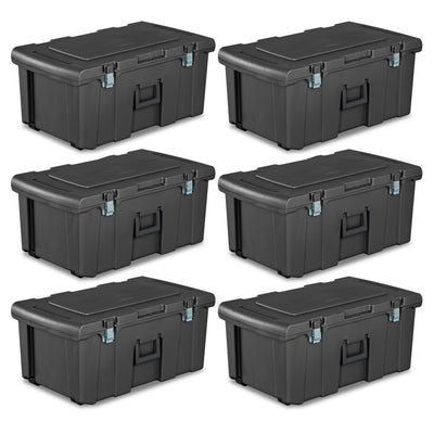 Sterilite 16 Gal Plastic Footlocker Container with Wheels, Flat Gray (6 Pack)