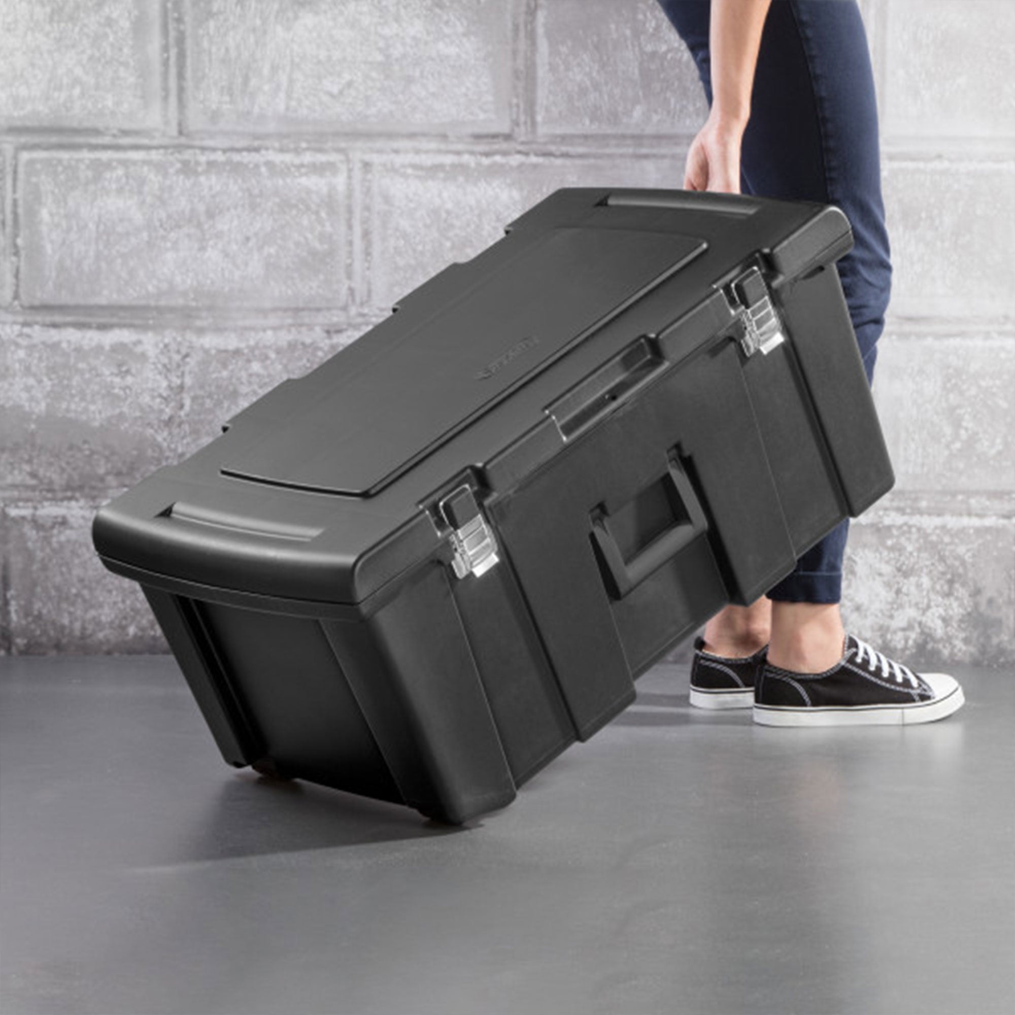 Sterilite Wheeled Footlocker, Plastic Utility Storage Container, Gray, 6 Pack - VMInnovations