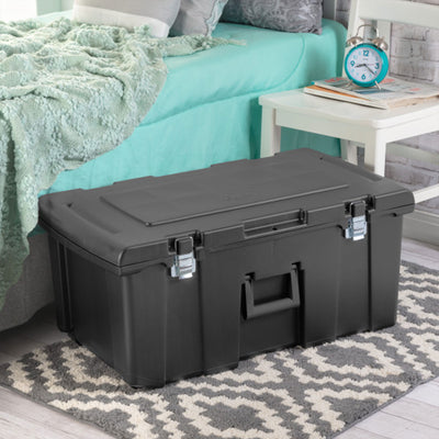 Sterilite Wheeled Footlocker, Plastic Utility Storage Container, Gray, 2 Pack - VMInnovations