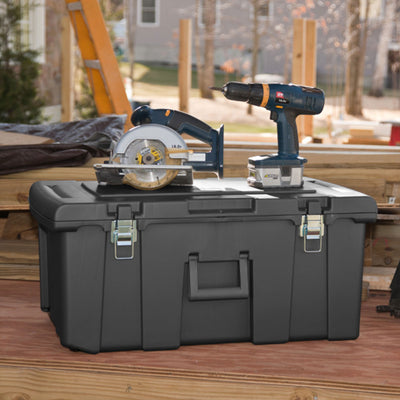 Sterilite Wheeled Footlocker, Plastic Utility Storage Container, Gray, 6 Pack - VMInnovations