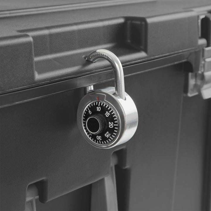 Sterilite Wheeled Footlocker, Plastic Utility Storage Container, Gray, 8 Pack - VMInnovations