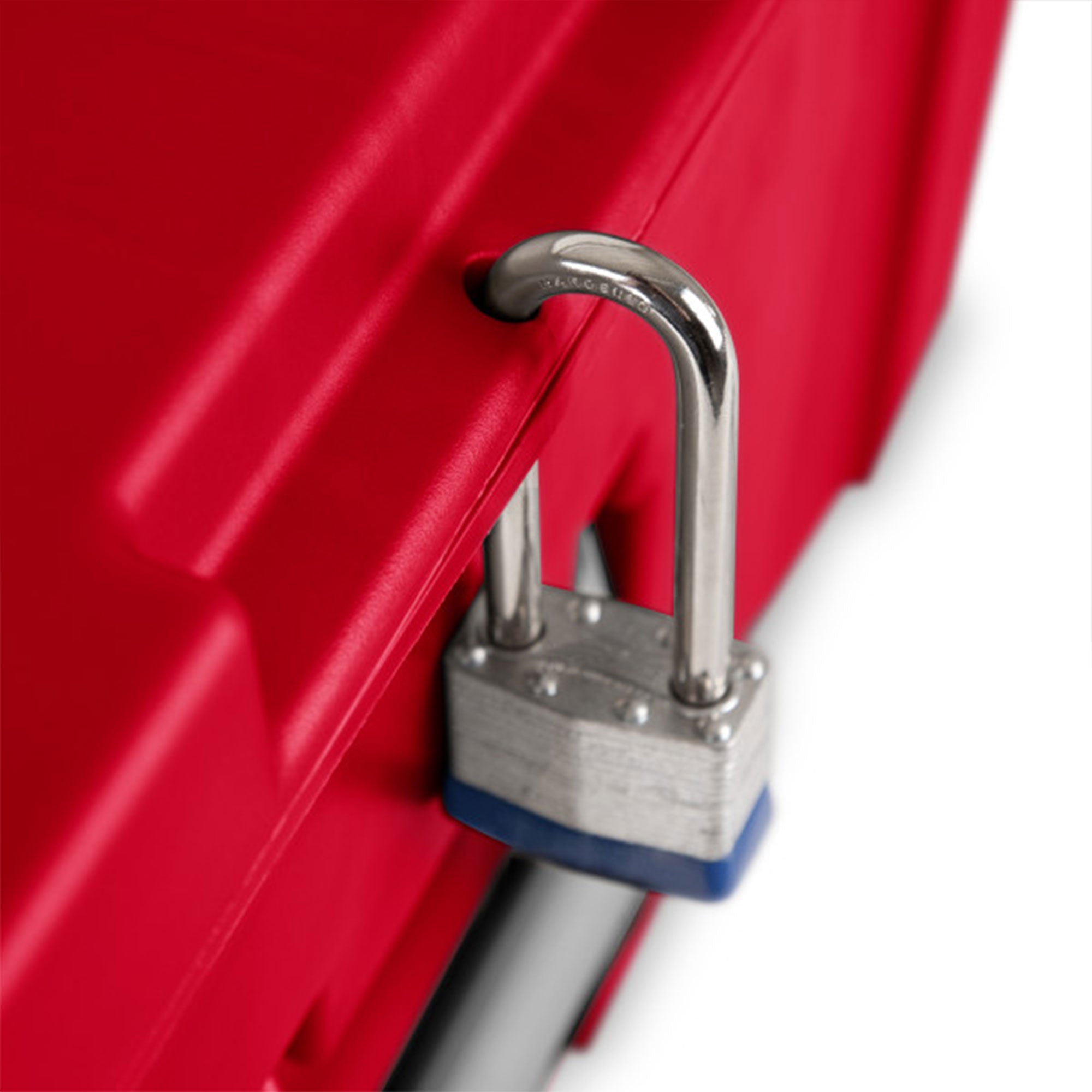 Sterilite Wheeled Footlocker, Plastic Utility Lockable Storage Container, Red - VMInnovations