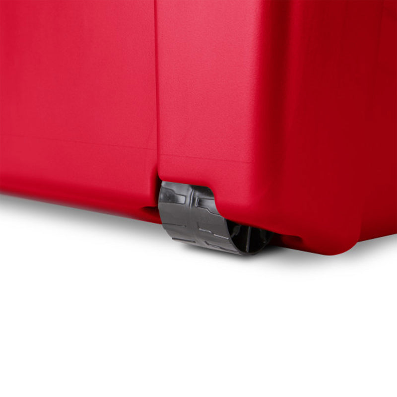 Sterilite Wheeled Footlocker, Plastic Utility Storage Container, Red, 3 Pack