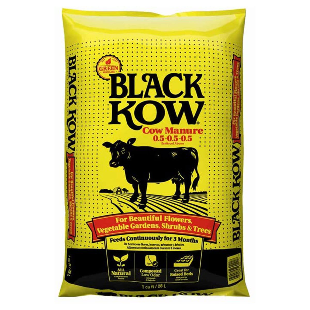 Black Kow 1cuft Nitrogen Phosphate Composted Cow Manure Plant Fertilizer, 2 Pack