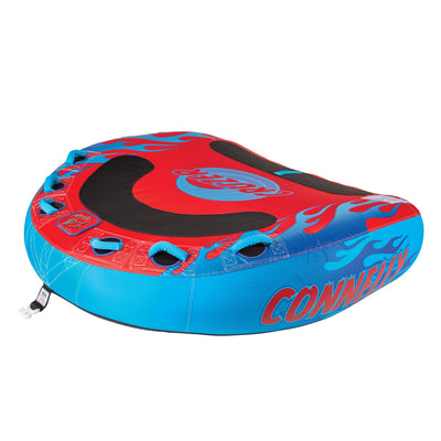 Connelly Cruzer 3 Person Soft Top Inflatable Boat Towable Inner Tube, Blue & Red