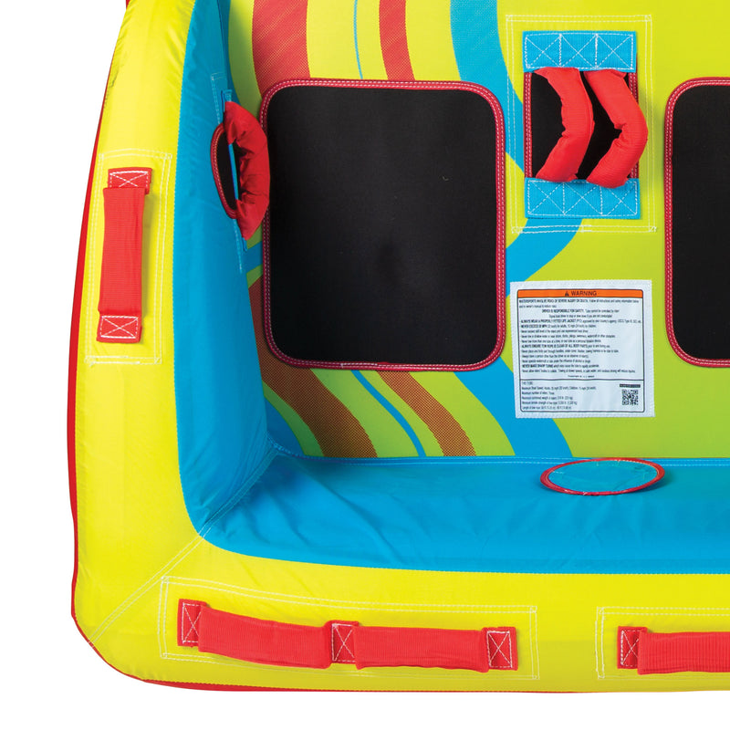 Connelly Fun 3 Person Inflatable Boat 2 Way Towable Water Inner Tube, Multicolor
