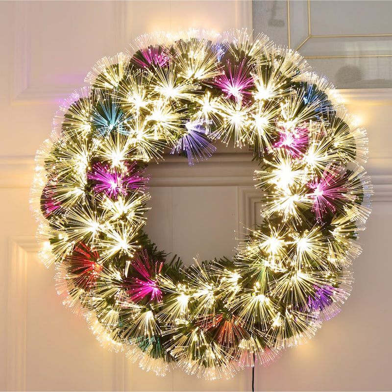 Holiday Stuff Company 16" Fiber Optic Christmas Wreath w/ LED Lights (Used)