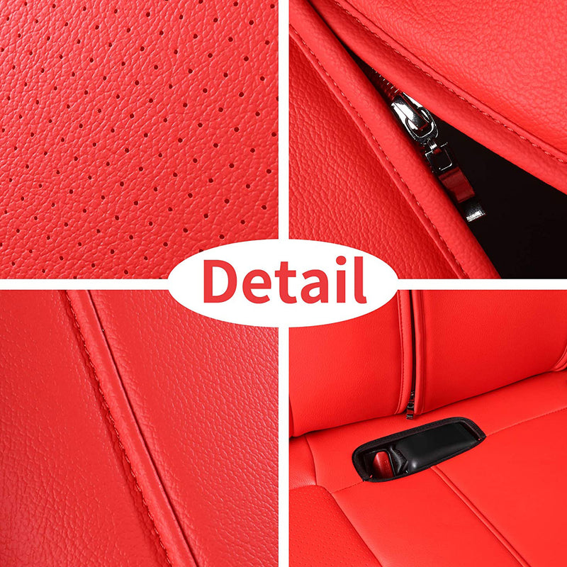Inch Empire Tesla Model 3 Synthetic Leather Seat Cover & Cushion Protector, Red