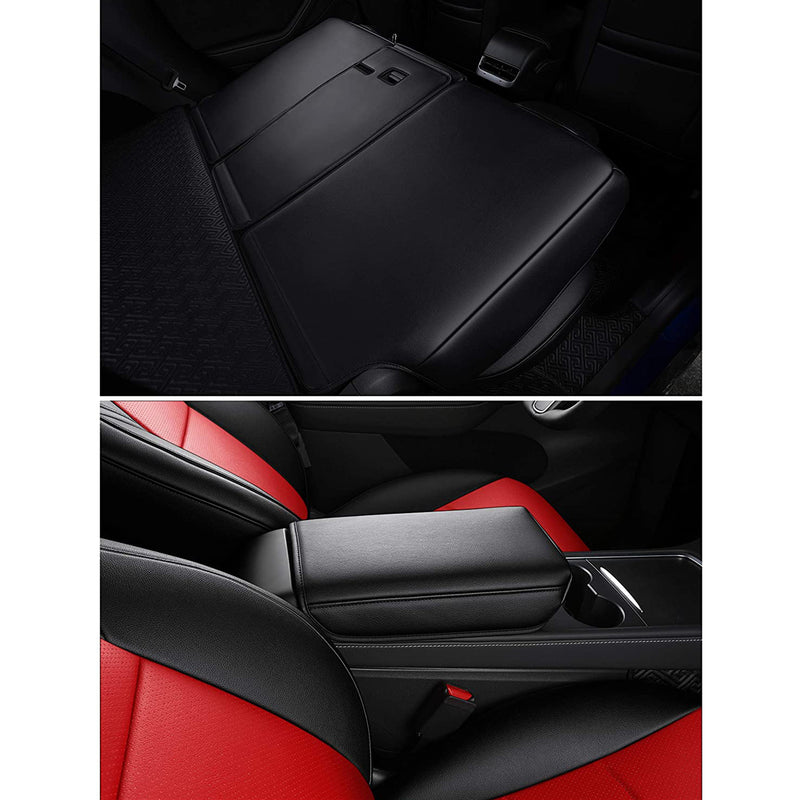 Inch Empire Front Custom Fit Car Seat Covers for 20-21 Tesla Model Y, Black/Red