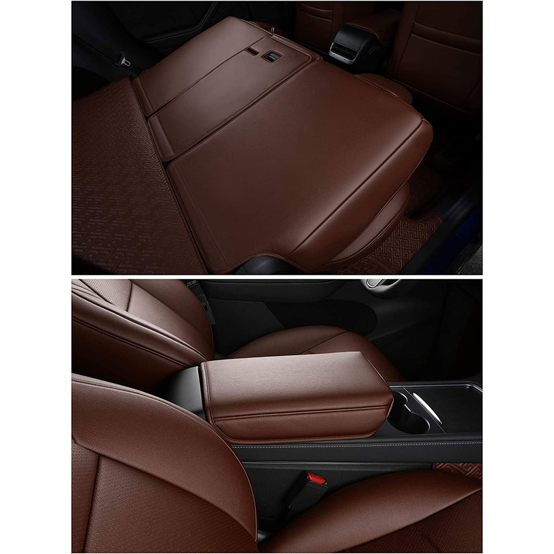 Inch Empire Front Custom Fit Car Seat Covers for 2020-21 Tesla Model Y, Brown
