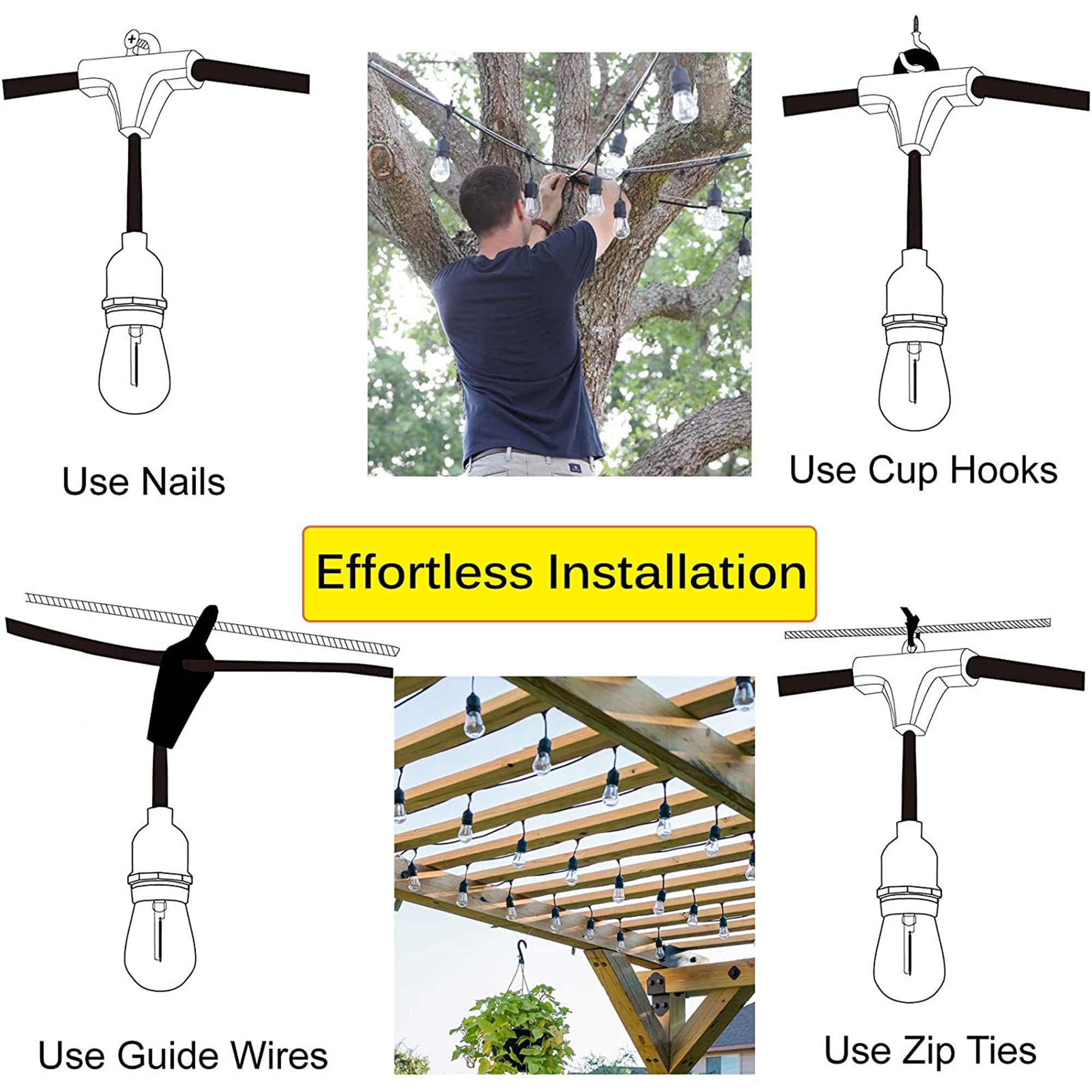 Svater 100-Foot Shatter Proof Dimmable Outdoor LED String Lights (Open Box) - VMInnovations