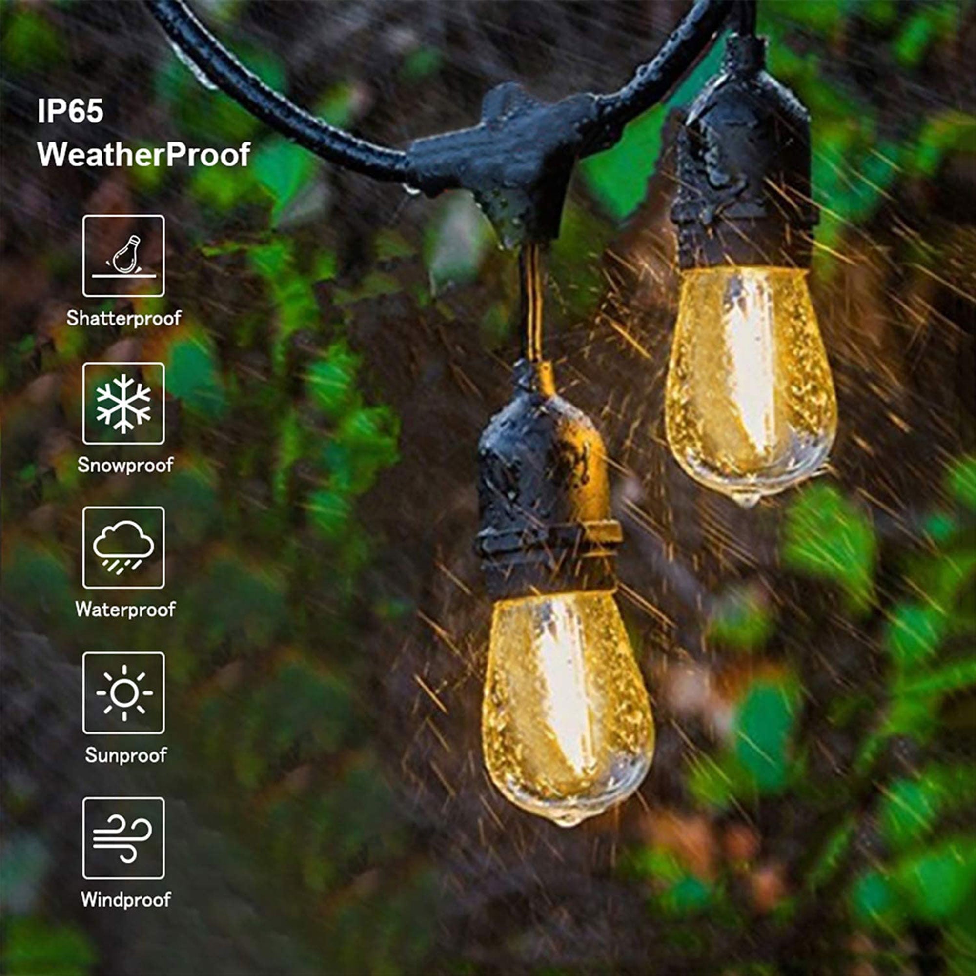 Svater 150-Foot Shatter Proof Dimmable Outdoor LED String Lights, Warm White