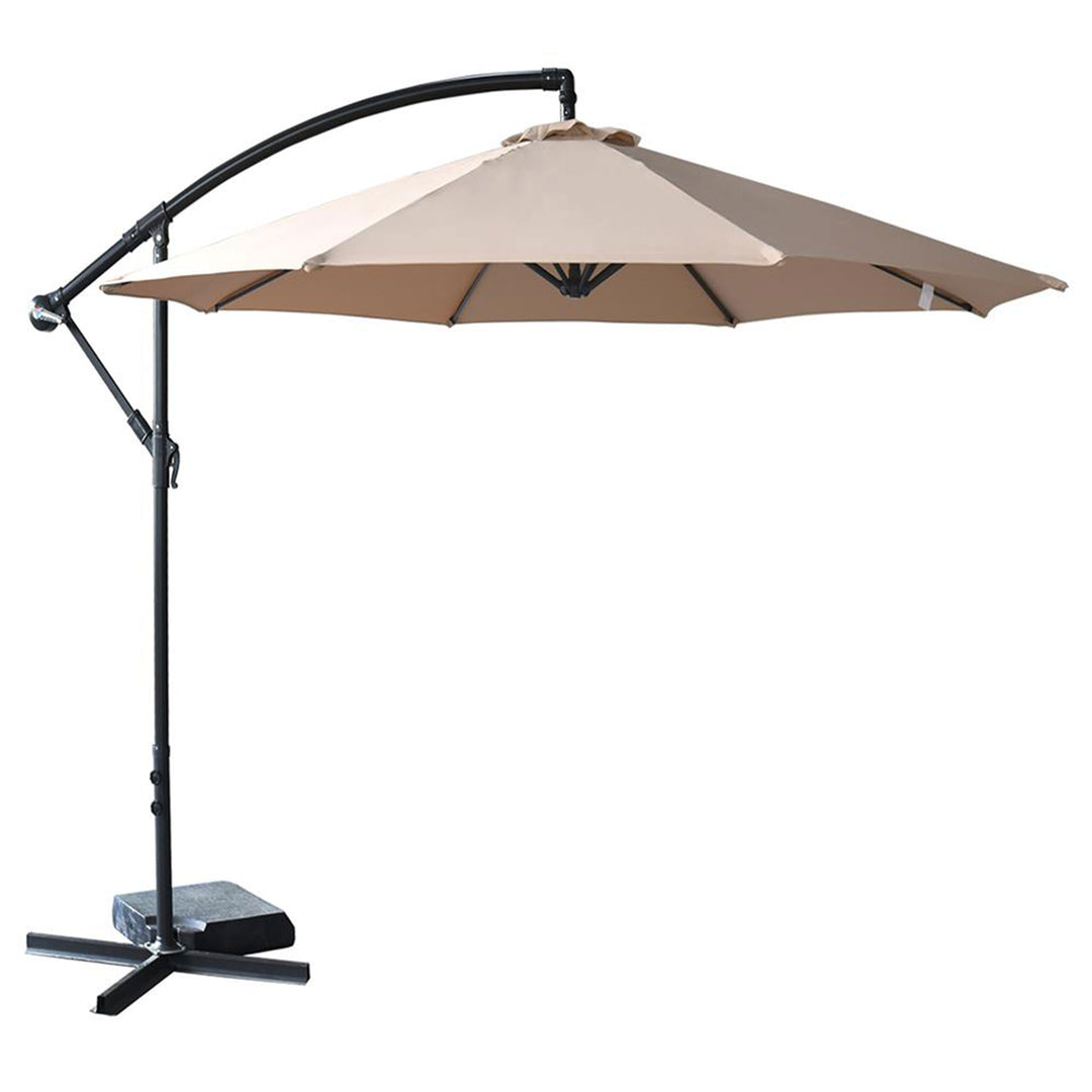 Serenelife 10ft Hanging Umbrella w/Push Button Tilt, Crank & Base (Open Box)