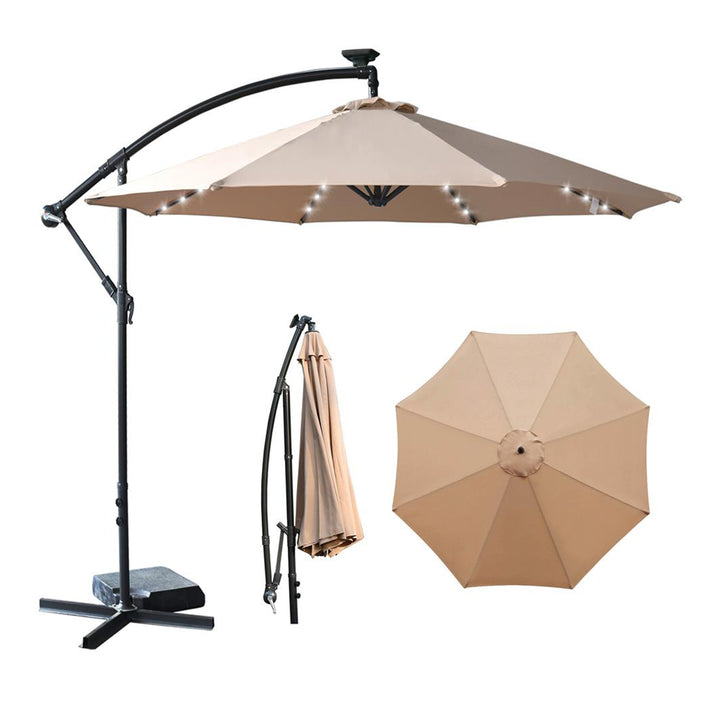 Serenelife 10ft Hanging Lawn Deck Patio Umbrella w/Push Button Tilt (For Parts)