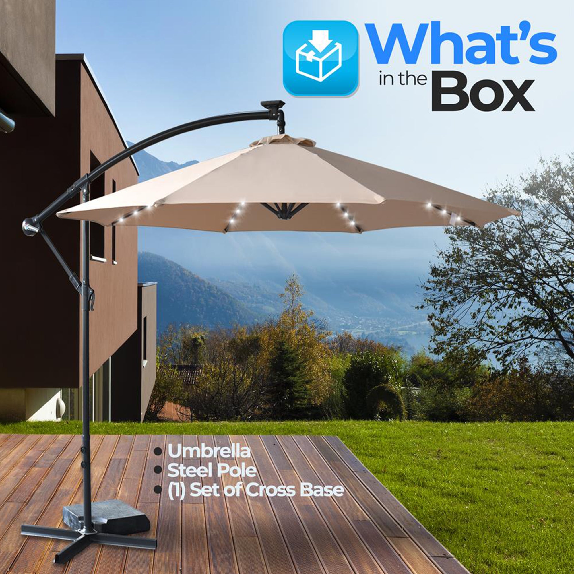Serenelife 10ft Hanging Garden Lawn Deck Patio Umbrella w/Push Button Tilt(Used) - VMInnovations