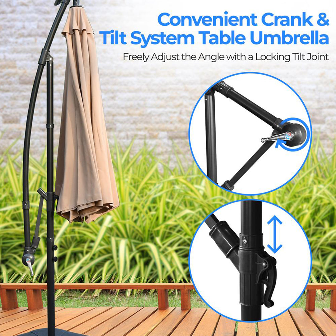 Serenelife 10ft Hanging Lawn Deck Patio Umbrella w/Push Button Tilt (For Parts)