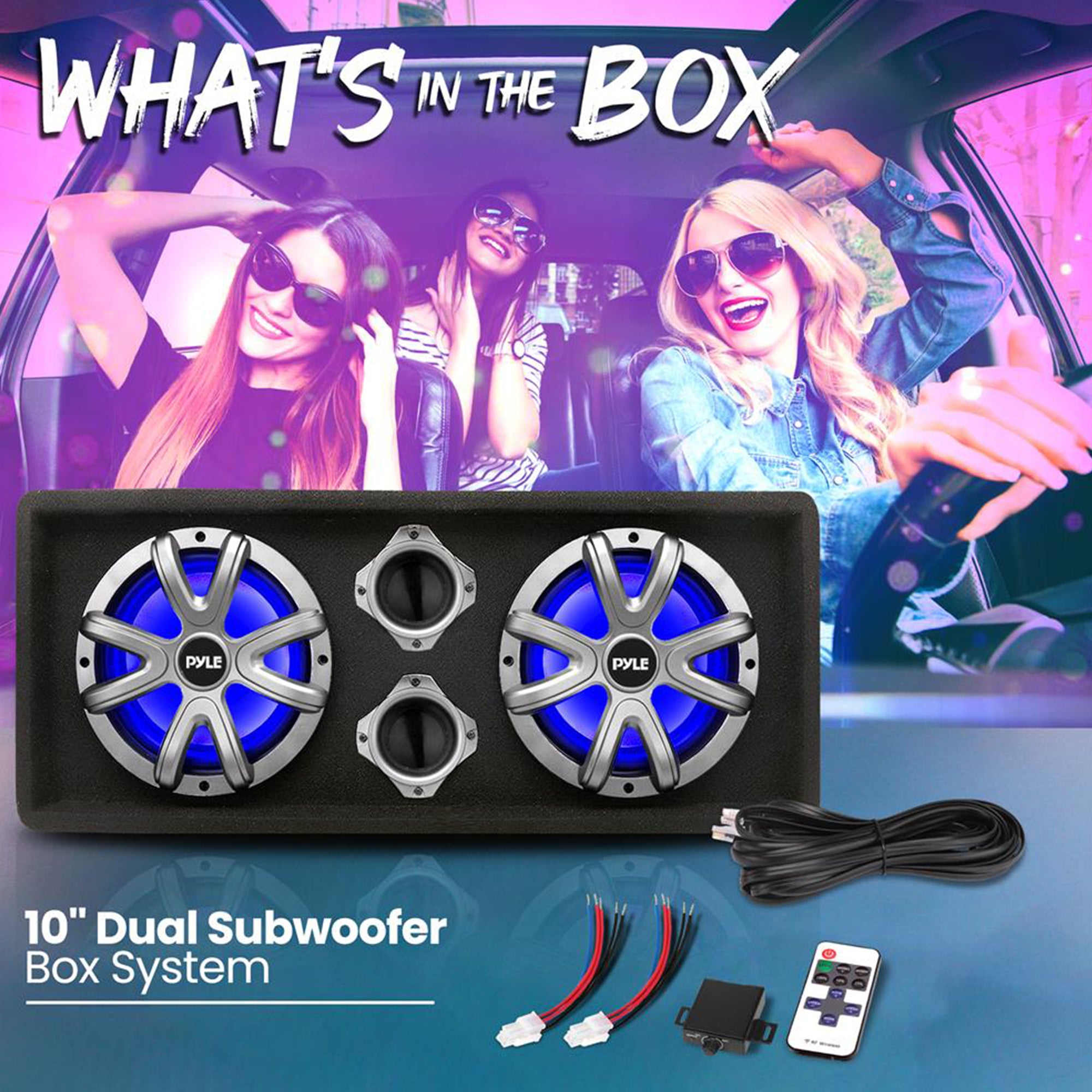 Pyle 10 Inch 1100 Watt Slim Mount Truck Audio Dual Bass Subwoofer Box System - VMInnovations